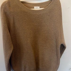 Wilfred crewneck waffle knit sweater in cognac.